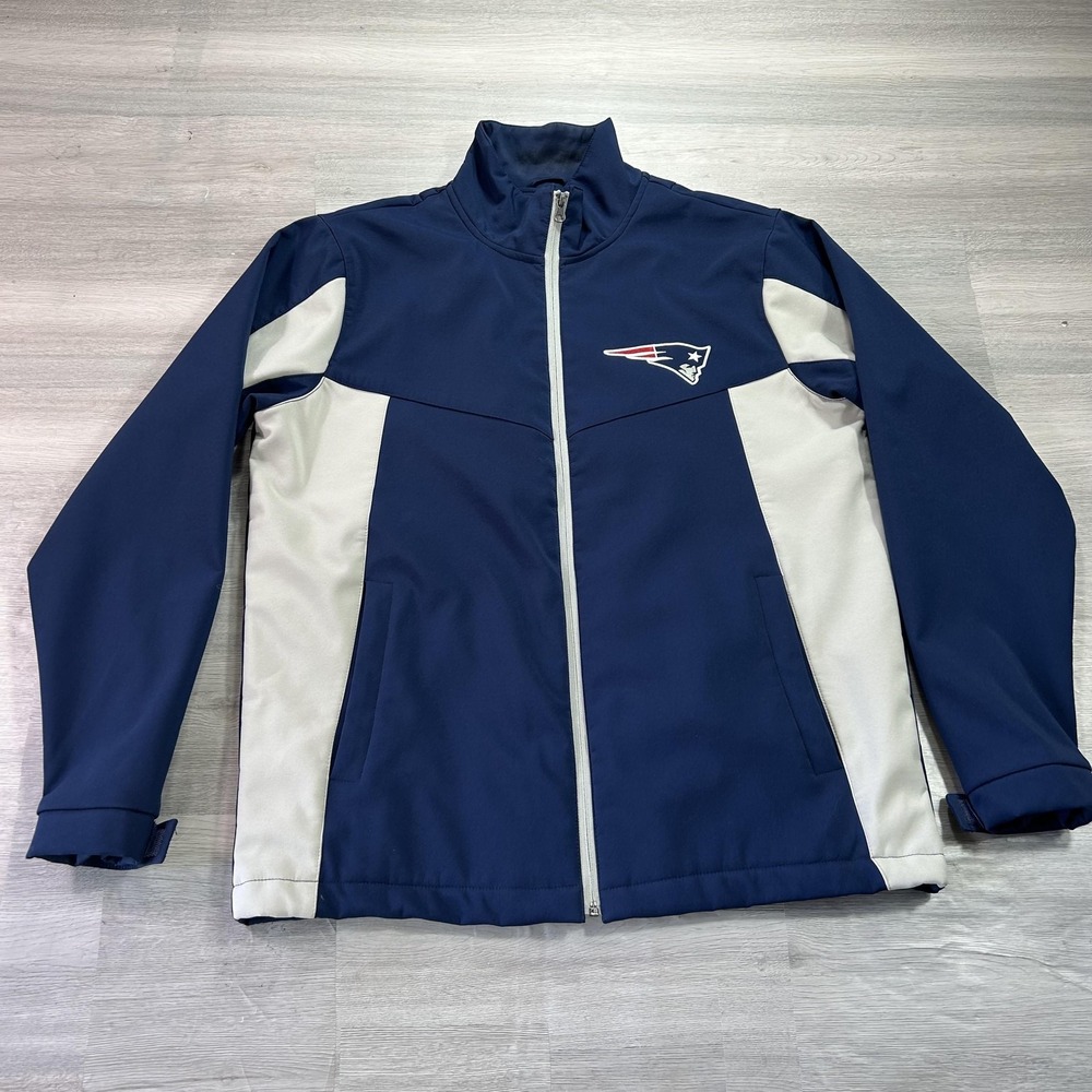 New England Patriots Jacket Mens Medium Blue NFL Football GIII Sports Full Zip